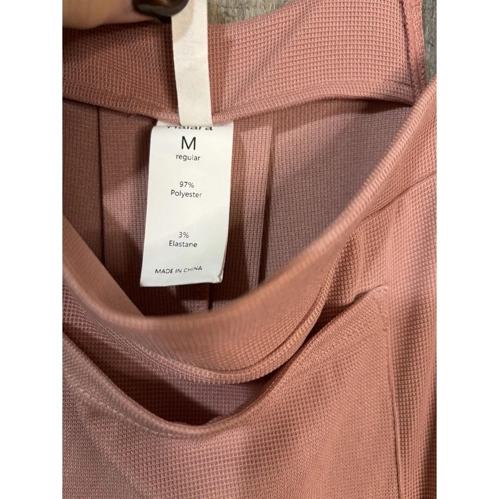 Halara Pink Wide Leg Jumpsuit Overalls Women's M Sleeveless Casual Waffle Knit - Picture 4 of 5